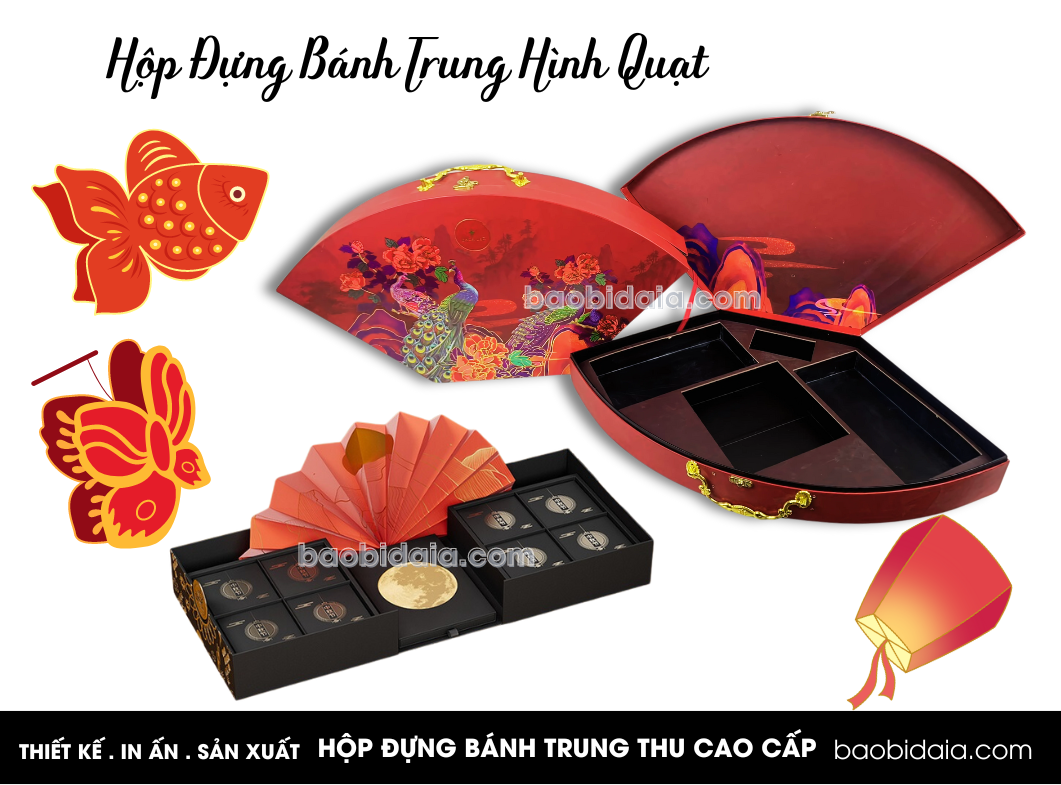 Hộp Đựng Bánh Trung Thu Hình Cánh Quạt